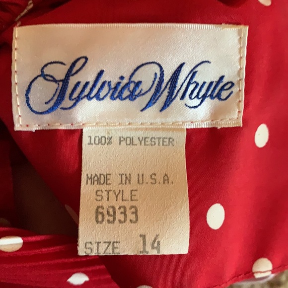 Sylvia Whyte Red & White Holiday Dress Sz 14 - Picture 6 of 10